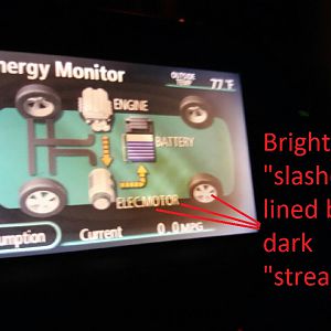 "Slashes" and dark "streaks" on lit display