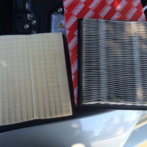 new vs. old air filter...new one is Toyota